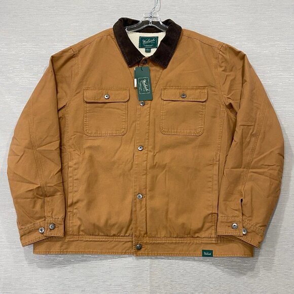 Woolrich Chore Jacket Mens 3XL Brown Canvas Sherpa Lined Corduroy Collar Barn - Picture 2 of 16